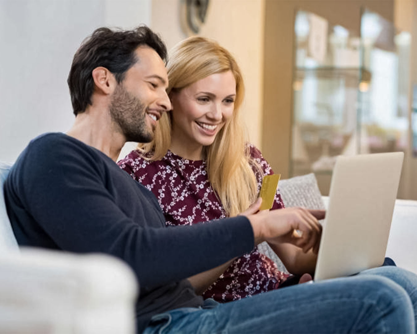 Couple browsing design selections online